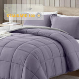 DOWNCOOL King Size Comforter Set, 7Pcs Bedding Comforter Sets Purple, All Season Down Alternative Bedding Comforter Sets with Comforter, Flat Sheet, Fitted Sheet, 2 Pillow Shams & 2 Pillowcases