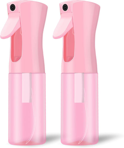 Empty Spray bottles, Continuous Spray Bottle for Hair, Spray Water Bottle Fine Mist Refillable, Skin Care, Showering Pets, Plants, travel, Ironing and Cleaning 6.8 Ounce (2 Pack, Pink)