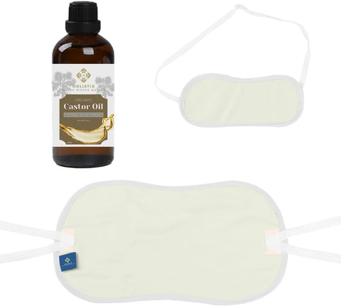 Castor Oil Pack for Waist and Neck, Reusable Wrap with Pad and 100ml Oil Bottle, Light Purple