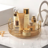 Rotating Makeup Organizer 1 Tier Lazy Susan Trays Skincare Perfume Organizer for Bathroom Counter Vanity, Amber Gold