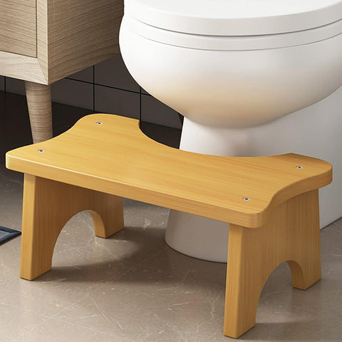 Bamboo Toilet Stool for Adults, 7" Poop Stool, Bathroom Toilet Potty Stool Fits for Most Toilets, Easy Wash and Solid Wood Stool Bathroom Stool with Non-Slip Mat Toilet Assistance Steps