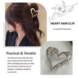 1 Pack Small Metal Heart-shaped Hair Claw Clips - Hollow Out Non-Slip Clamps for High Ponytails, Women's Hair Accessories for Thick and Thin Hair