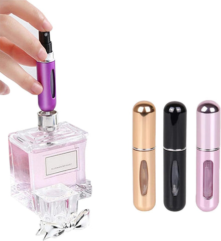 Travel Mini Perfume Refillable Atomizer Container, Portable Perfume Spray Bottle, 5ml Travel Perfume Scent Pump Case Fragrance Empty Spray Bottle for Traveling and Outgoing (3 Pack)