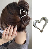 1 Pack Small Metal Heart-shaped Hair Claw Clips - Hollow Out Non-Slip Clamps for High Ponytails, Women's Hair Accessories for Thick and Thin Hair