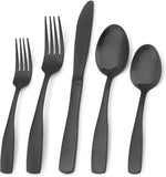 20-Piece Black Silverware Set, Mirror Polished Black Flatware Set for 4, Food Grade Stainless Steel Tableware Cutlery Set, Kitchen Utensils Set for Home and Restaurant, Dishwasher Safe