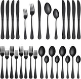 20 Pcs Black Silverware Set, Stainless Steel Flatware Set Service for 4, Mirror Polished Cutlery Utensil Set, Durable Home Kitchen Eating Tableware Set, Include Fork Knife Spoon Set, Dishwasher Safe