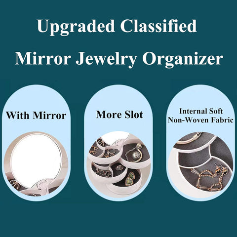 Jewelry Organizer Rotatable Small Jewelry Box Earring Holder for Women, Mirror Jewelry Storage Box 4-Layer Rotating Jewelry Accessory Storage Tray with Lid for Earrings Necklaces Bracelets