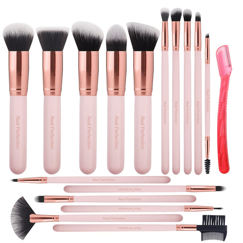 16pcs Makeup Brushes Set with 1 Eyebrow Razor Premium Synthetic Foundation Blending Face Powder Eye Shadow Concealer Make Up Brushes Tool Kit