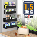 4 Pack Fridge Magnetic Spice Rack Organizer, Enduring Magnetic Spice Rack for Refrigerator, Perfect Magnetic Shelf for Kitchen Organization, Spice & Seasoning Magnet Fridge Storage Shelf