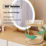 Rotating Makeup Organizer 2 Tier Lazy Susan Trays Skincare Perfume Organizer for Bathroom Counter Vanity, Amber Gold