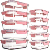 10 Pack Glass Food Storage Containers with Lids Leakproof, Airtight Glass Meal Prep Containers For Lunch, On The Go, Leftover, Dishwasher Safe