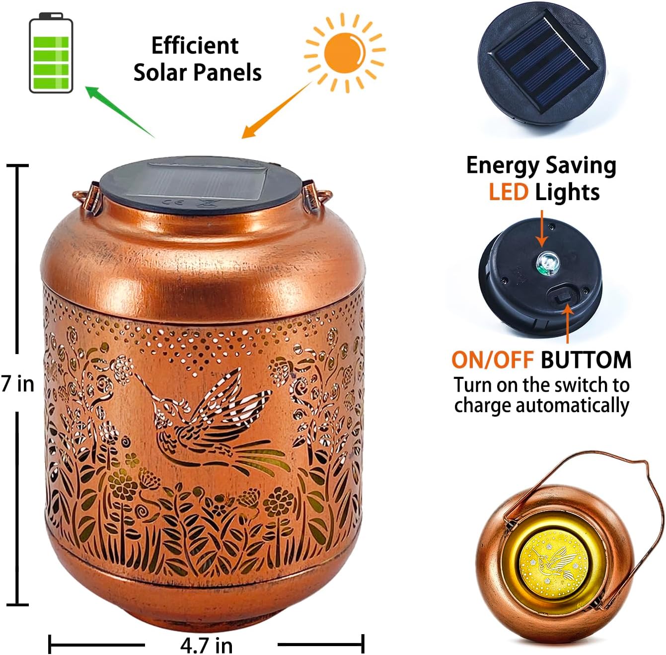 Hummingbird Solar Lanterns Outdoor Waterproof
