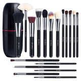 Makeup Brushes Premium Synthetic Foundation Powder Concealers Eye Shadows Makeup 18 Pcs Brush Set, Black Color with Case