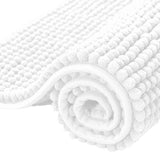 Bathroom Rugs Chenille Bath Rug Soft Short Plush, Water Absorbent Shower Mat Quick Dry Machine Washable(White,16" x 24")