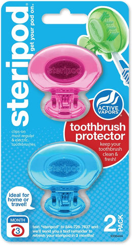 Clip-On Toothbrush Protector, Keeps Toothbrush Fresh and Clean, Fits Most Manual and Electric Toothbrushes, Pink and Blue, 2 Count (Pack of 2)