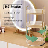 Rotating Makeup Organizer 3 Tier Lazy Susan Trays Skincare Perfume Organizer for Bathroom Counter Vanity, Amber Gold