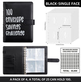 2PCS 100 Envelopes Money Saving Challenge, Envelopes Challenge Binder, Achieving Financial Goals with a Budget Binder and Cash Envelopes, Successfully Reach Your Savings Goals of $5,050 (Pink+Black)