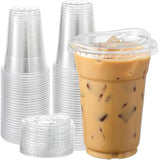 16 oz. - 100 Sets Crystal Clear Plastic Cups With Strawless Sip-Lids