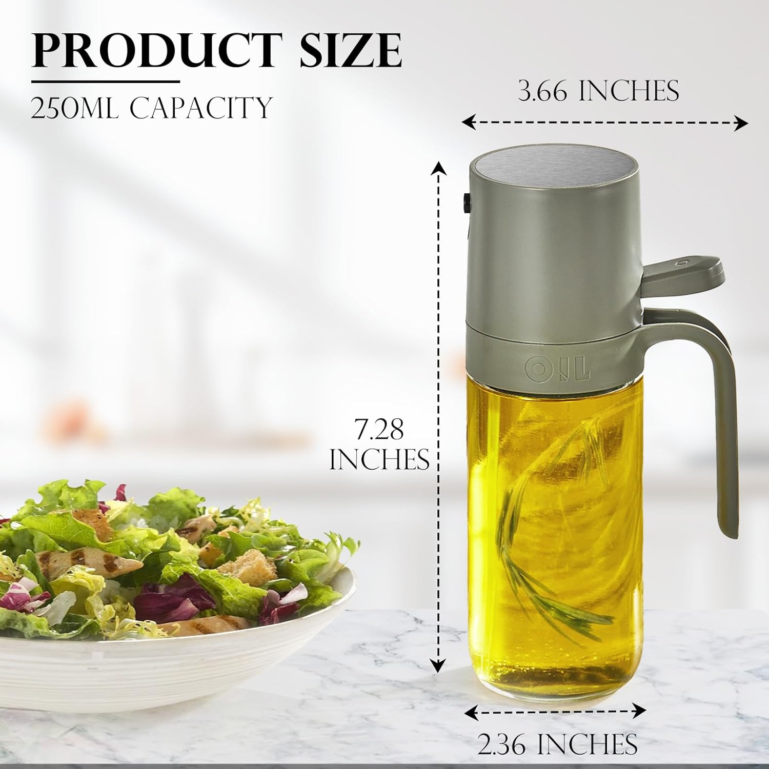 KITEXPERT Olive Oil Sprayer for Cooking - Versatile Olive Oil Spray Bottle for Cooking - 250ml/8.3oz Oil Spritzer for Air Fryer, Salad, Grilling, Roasting, Baking Essentials