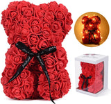 Rose Bear, Mothers Day for Wife Mom Grandma on Mothers from Daughter Son,Artificial Rose Teddy Bear with Light,Cute Personalized Birthday Gifts for Women Girlfriend