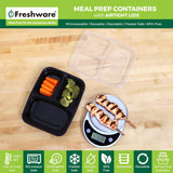 Meal Prep Containers [50 Pack] 3 Compartment Food Storage Containers with Lids, Bento Box, BPA Free, Stackable, Microwave/Dishwasher/Freezer Safe (24 oz)