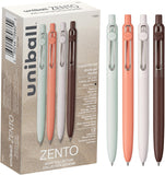 Uniball Zento Gel Ink Rollerball Pens, 12 Black Medium Point Smooth Writing Pens, Colored Japanese Pens, Boho Colors