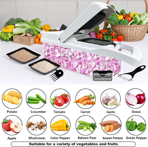 Vegetable Chopper, Pro Onion Chopper 16 in 1 Multifunctional Veggie Chopper with Container, Food Chopper, Salad Chopper, Slicer Dicer , Kitchen Vegetable Dicer