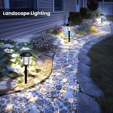 8 Pack Solar Lights for Outside, Solar Outdoor Path Lights, Garden Lights Waterproof, Solar Powered Landscape Lighting for Yard, Garden, Pathway, Patio, Porch, Walkway, Driveway, Cold White