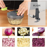 Manual Food Chopper Vegetable , Chopper Hand String Vegetable Chopper Onions for Vegetable Fruits Nuts BPA Free Food Safe Material (2 Cup-Gray)