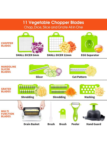 Vegetable Chopper, Pro Onion Chopper, 14 in 1Multifunctional Food Chopper, Kitchen Vegetable Slicer Dicer Cutter,Veggie Chopper With 8 Blades,Carrot Chopper With Container